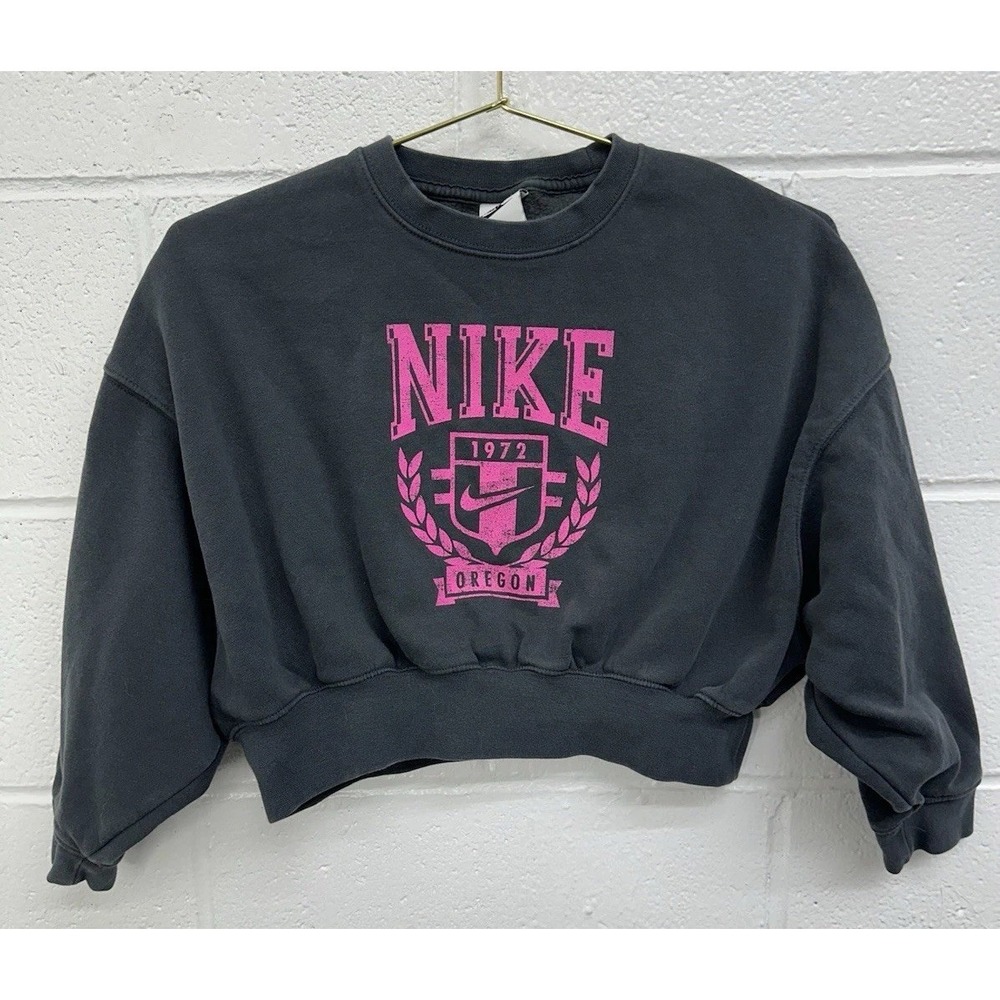 Kids Nike Trend Fleece Crew Oregon 'Anthracite' Gray / Girls XS